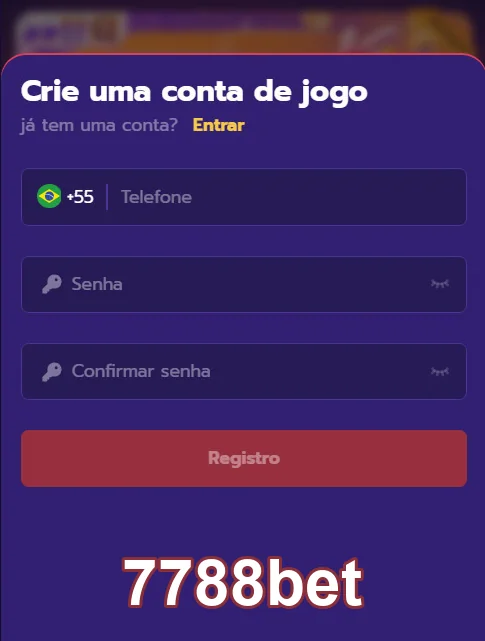 Tela de registro do app 7788bet para novos usuários.