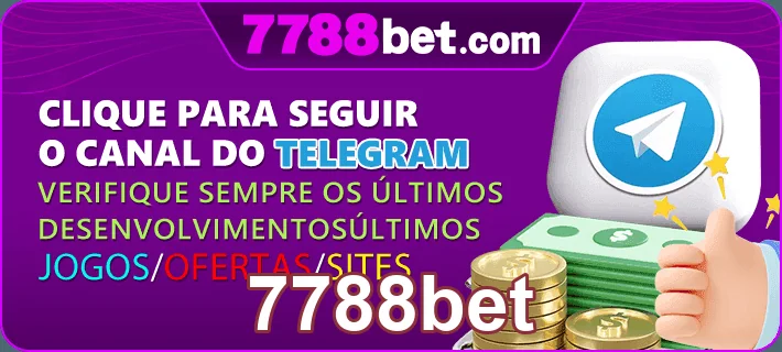 Interface do 7788bet destacando o canal do Telegram.