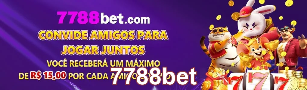 Banner promocional da 7788bet com personagens de cassino.